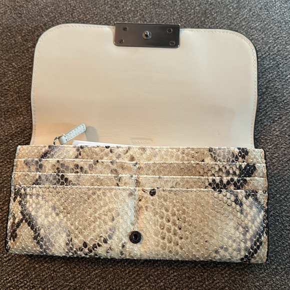 COACH ❤️ Embossed Metallic Python Leather Slim Envelope Wallet #45098 - Picture 2 of 8